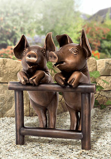 Gartenskulptur "Ferkelchen - Beste Freunde", Bronze