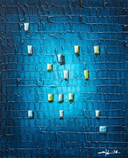 Obraz „Pixels / Blue“ (2026) (Jedinečný exemplář)