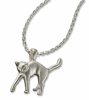 Necklace "The Cat in Love", silver version
