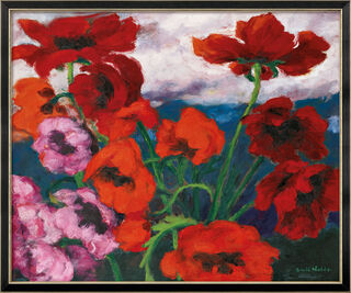 Picture "Large Poppies (Red, Red, Red)" (1942, original size), black and silver-coloured framed version