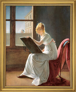 Bild "Zeichnende junge Frau" (1801), gerahmt