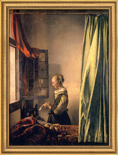 Picture "Girl Reading a Letter at an Open Window" (1658), framed by Jan Vermeer van Delft